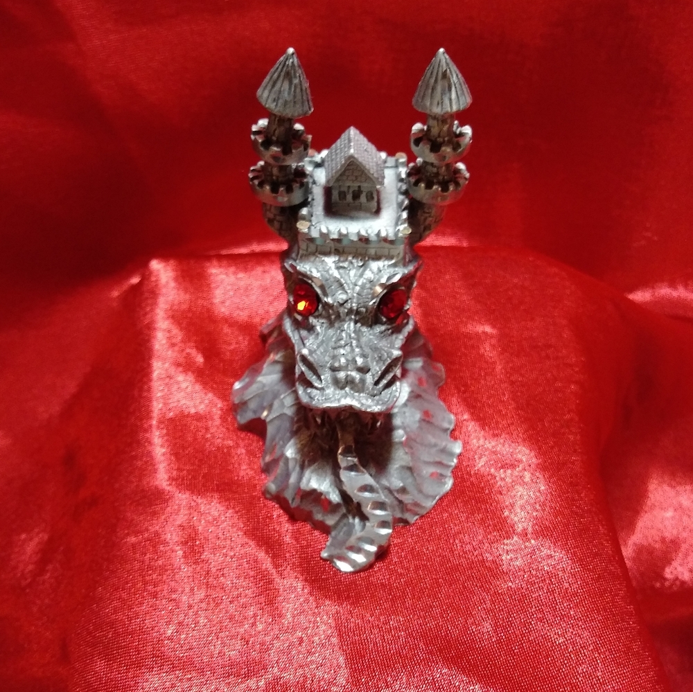 Vintage Pewter Castle Dragon